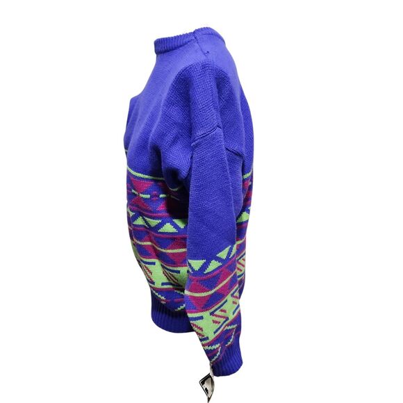 Mountain Lid Woolens Geomtric Knit Sweater Womens SZ XL Deadstock Vintage 80s - Picture 7 of 9